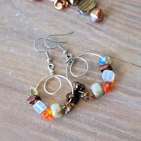 BohemiaLiz earrings Artisan Handmade, Gemstones, Rare/Vinted Glass, Lucky Scoop - Picture 6 of 12